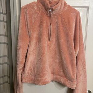 Hollister Plush Half-Zip Teddy Jacket - Dusty Pink